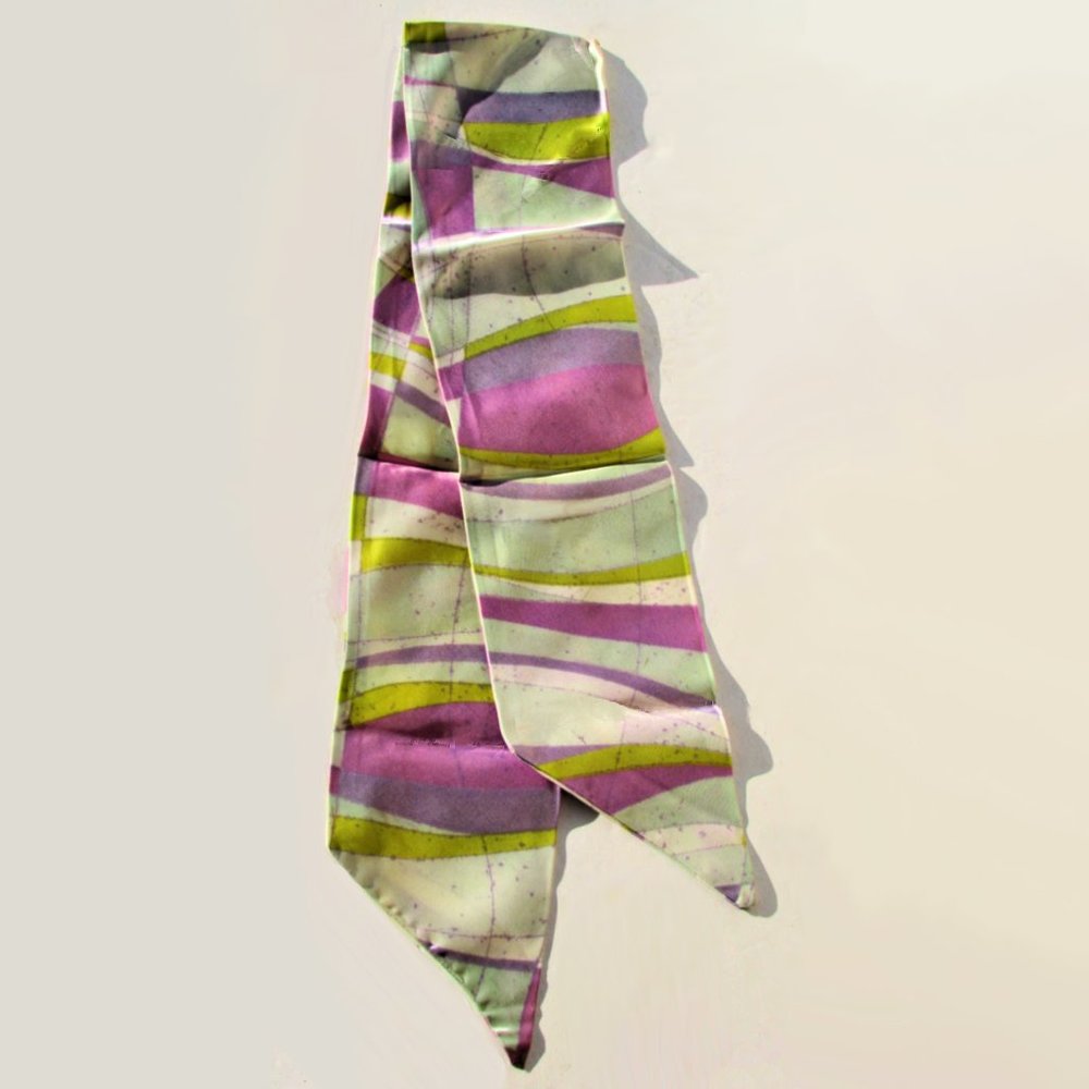 Vintage Abstract Mod Hippie Boho Hair Waist Purse Scarf 47" L x 4.75" W